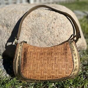 Fossil Leather and Woven Shoulder bag